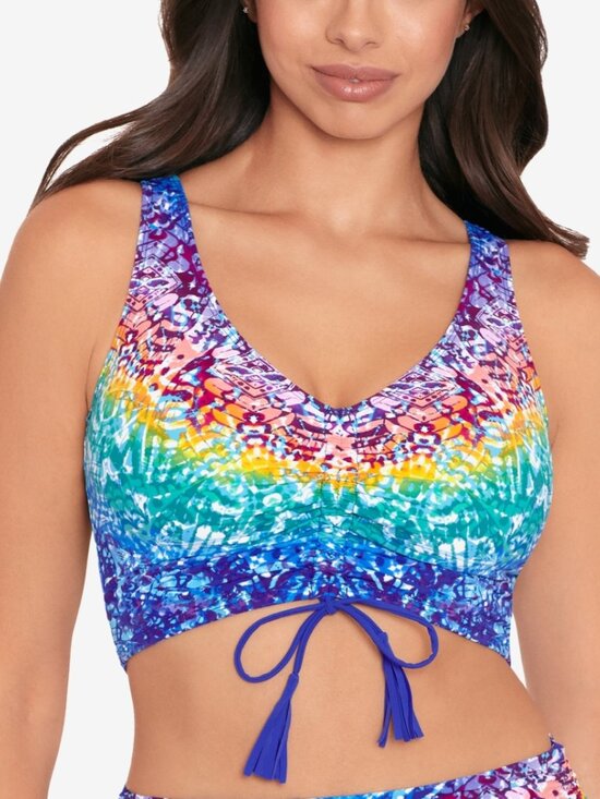 Skinny Dippers Other - Skinny Dippers Skinny Dippers Adjustable Crop Swim Top in Rainbow Size M NWT